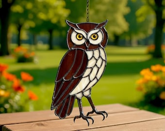 Owl Stained Glass Pattern – Bird Suncatcher PDF SVG Wildlife Window Art