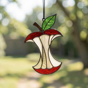 Glas-in-loodpatroon met appelkernmotief, modern fruitdesign (digitale download)