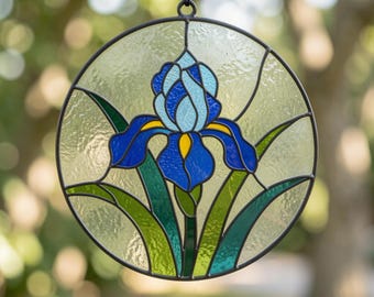 Spring Iris Stained Glass Pattern – Flower Template, Window Suncatcher, Art Decor (Pdf Svg Png)