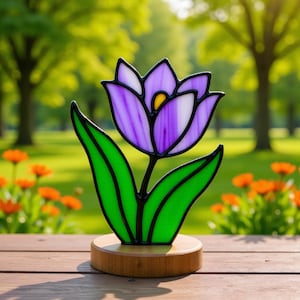 Tulpen Glasmalerei-Muster, Anfänger Frühling Suncatcher (PDF, SVG)