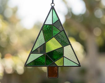 Christmas Tree Stained Glass Pattern: Holiday Suncatcher Template PDF SVG Digital Download