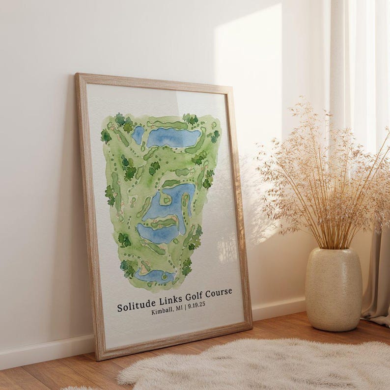 Framed Custom Golf Course Watercolor Map Print, Any Golf Course Physical Wall Art, Golfing Retirement Gift image 10