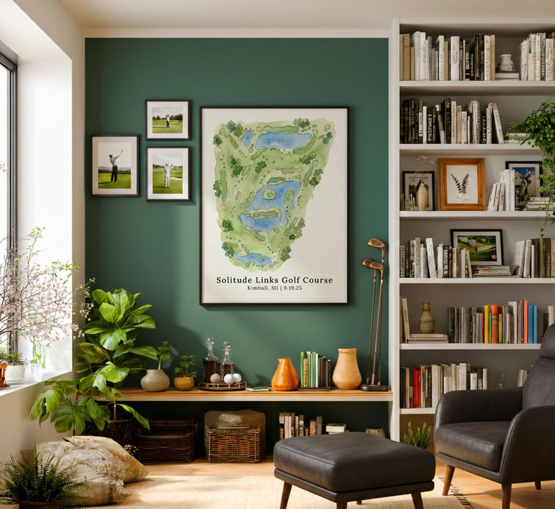 Framed Custom Golf Course Watercolor Map Print, Any Golf Course Physical Wall Art, Golfing Retirement Gift image 9
