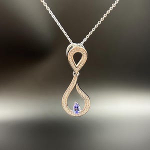 Genuine Tanzanite Pendant Necklace, Natural Tanzanite Birthstone & CZ Halo Necklace, Women&#39;s Daily Necklace, Tanzanite Pendant Necklace Gift