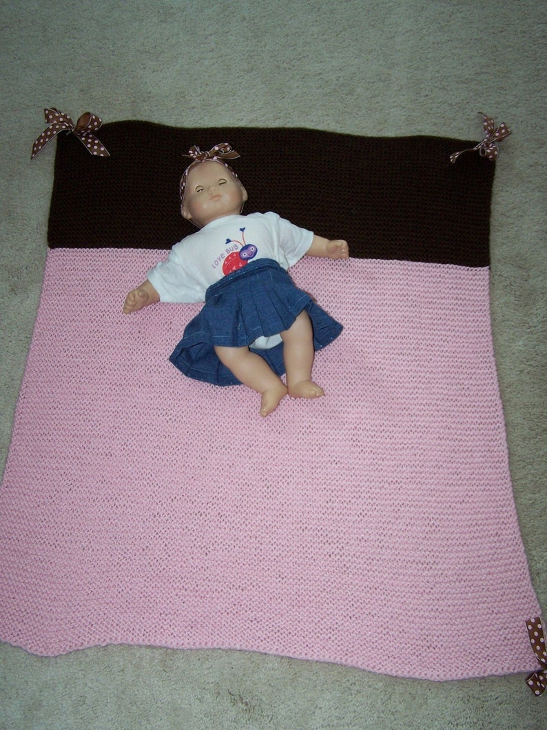 Pink and Brown Knit Blanket With Ribbons Etsy