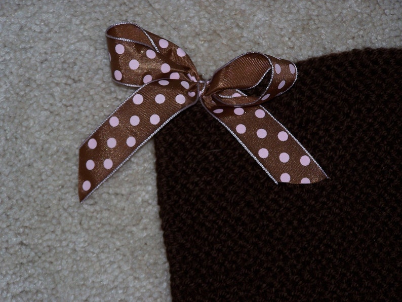 Pink and Brown Knit Blanket With Ribbons Etsy