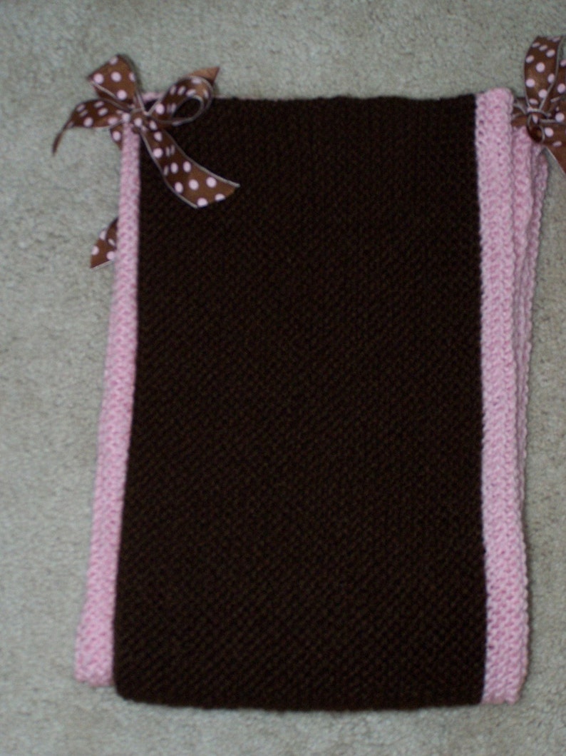 Pink and Brown Knit Blanket With Ribbons Etsy