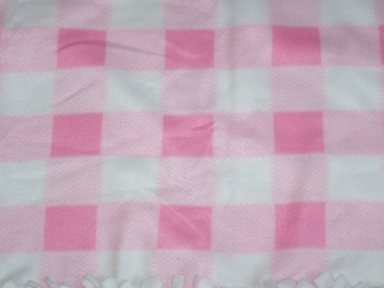 No Sew Pink and White Checkered Blanket Etsy