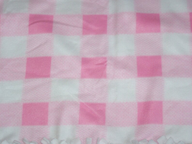 No Sew Pink and White Checkered Blanket Etsy