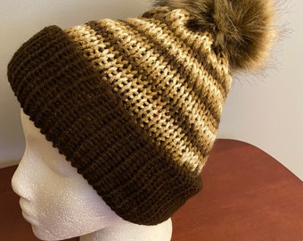 Bernie burn beanie with faux fur beanie