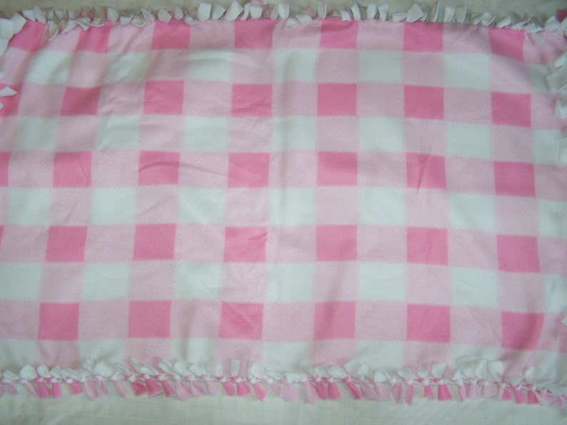 No Sew Pink and White Checkered Blanket Etsy