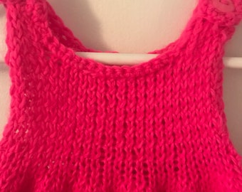 Neon Pink Handknit Dress