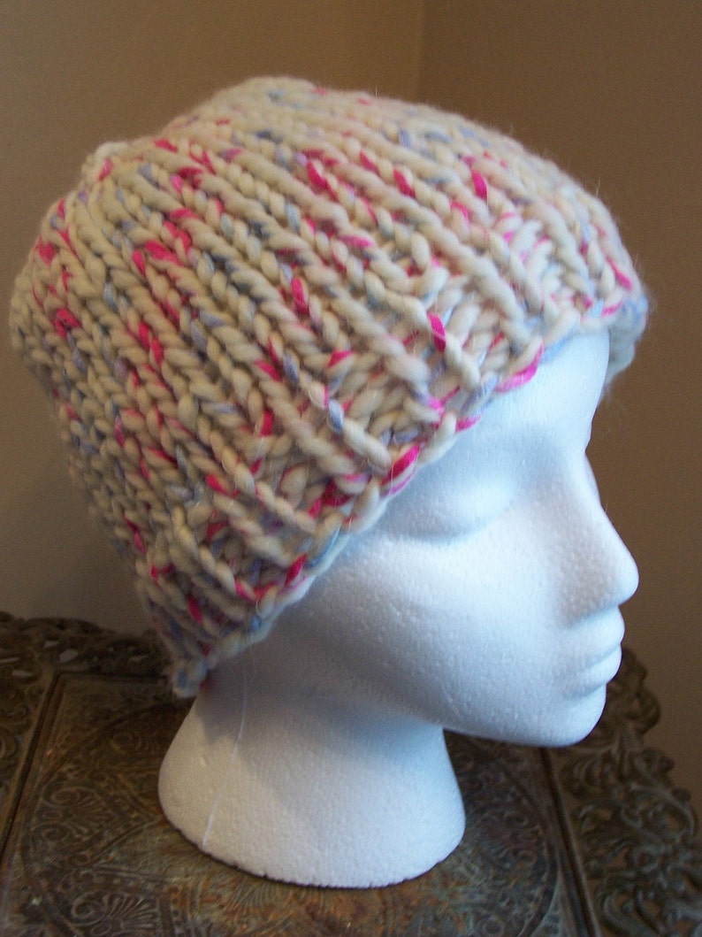 Bulky Wool and Ribbon Knit Hat - Etsy
