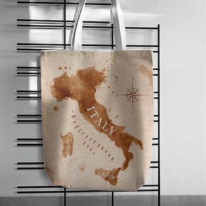 Vintage Italien Karte Tragetasche, Boho Italien Karte Handtasche, Vintage Karte Italien Alltagstasche