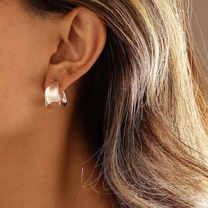 Chunky Melted Metal Stud Earrings: 925 Solid Sterling Silver Studs image 1