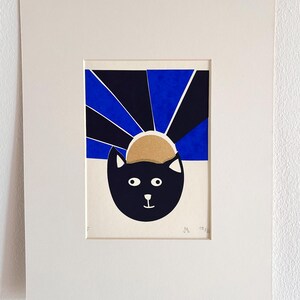 CARTÃO POSTAL DE GATO Serigrafia em edição limitada, arte em papel estilizada e impressa por Julia Rahne