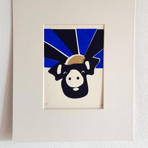 CARTE POSTALE COCHON sérigraphié en édition limitée, art stylisé et imprimé par Julia Rahne