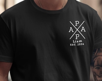 Personalized Papa Shirt | Custom Dad T-Shirt with Kids Names & Year | Father's Day Gift for Him