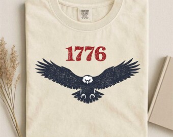Comfort Colors® 1776 Bald Eagle Shirt, Retro American Eagle Tee, 4th of July Gift, USA 250th Anniversary Independence Day T-Shirt