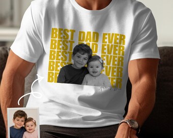 Custom Photo Dad Shirt, Best Dad Ever Shirt With Kids Photo, Personalized Father's Day Gift, Funny Dad Tee