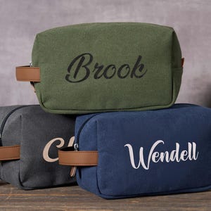 Kit Dopp en toile personnalisé, trousse de voyage pour papa, cadeau pour la fête des pères, cadeau pour homme, proposition unique pour homme d'honneur, cadeaux pour un mariage et un enterrement de vie de jeune fille