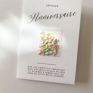 Carte d’anniversaire avec confettis – Message poétique – Fait main – Avec enveloppe kraft