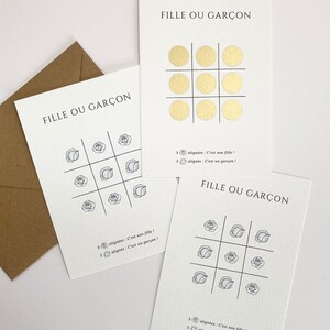 Carte à Gratter Gender Reveal – Fille ou Garçon ? – Jeu Tic-Tac-Toe – Annonce Grossesse Originale – Baby Shower – Révélation Sexe Bébé