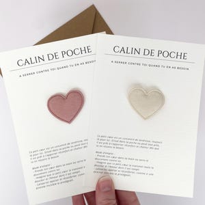 Carte "Câlin de Poche" – Petit Cœur en Tissu - Etoiles en tissu – Carte Réconfort et Douceur – Message d’Encouragement – Papeterie Poétique