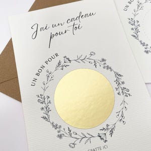 Carte à gratter cadeau personnalisé – Bon pour surprise – Idée cadeau originale anniversaire, fête – Papeterie artisanale