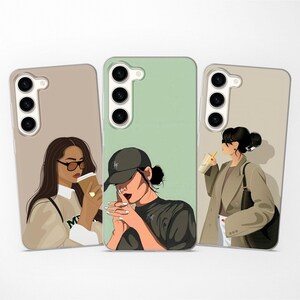Girl Power Coffee Phone Case Aesthetic Cover fits Samsung S25 S24 S23 S22 S21 fit Samsung A56 A55 A54 A53 A52s A36 A35 A16 A15
