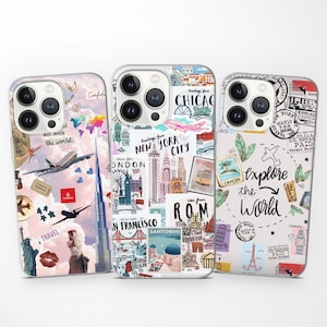 Funda para teléfono de viaje con diseño de tablero de estado de ánimo de la ciudad de Nueva York para iPhone 16 Pro 16e 15 14 13 12 11 compatible con Samsung S25 S24 A56 A55 A54 A16 y Pixel 9