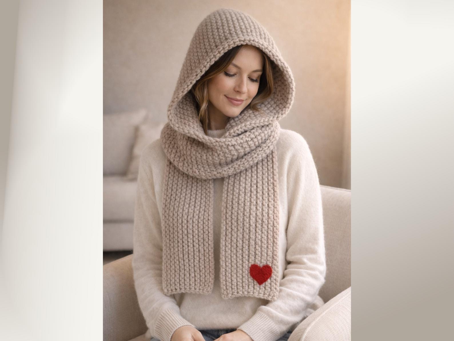 Sciarpa Con Cappuccio In Lana Made In Italy – Donna – Paraorecchie E Scaldacollo – Morbida E Calda – 205x30 Cm (Scegli Il Colore) - 2