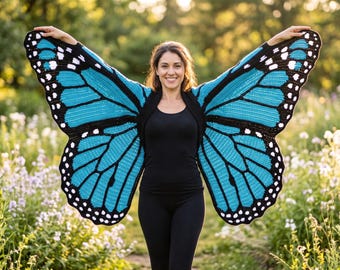 Butterfly Crochet Cocoon Shrug Pattern, Monarch Wing Cardigan Crochet Pattern PDF, Batwing Cardigan, XS-5XL, Gift for Crocheters