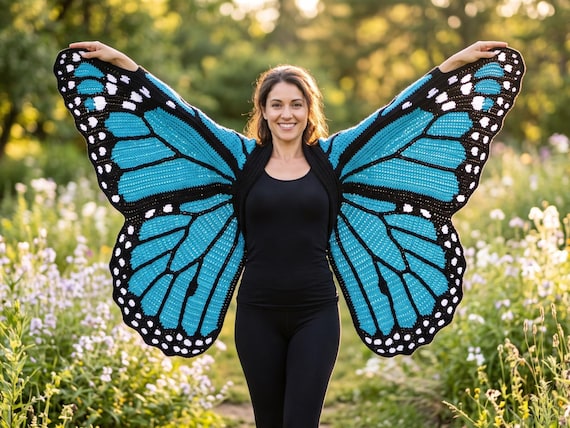Butterfly Crochet Cocoon Shrug Pattern, Monarch Wing Cardigan Crochet Pattern PDF, Batwing Cardigan, XS-5XL, Gift for Crocheters