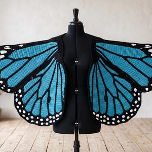 Häkelanleitung für einen Schmetterlings-Kokon-Schulterjäckchen, Häkelanleitung für eine Monarchflügel-Strickjacke (PDF), Fledermausärmel-Strickjacke, Größen XS-5XL, Geschenk für Häkelfans Bild 2