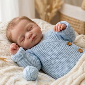 Baby Wrap Cardigan Knitting Pattern PDF – Garter Stitch Wrap Jacket 0–12 Months (Digital Download)