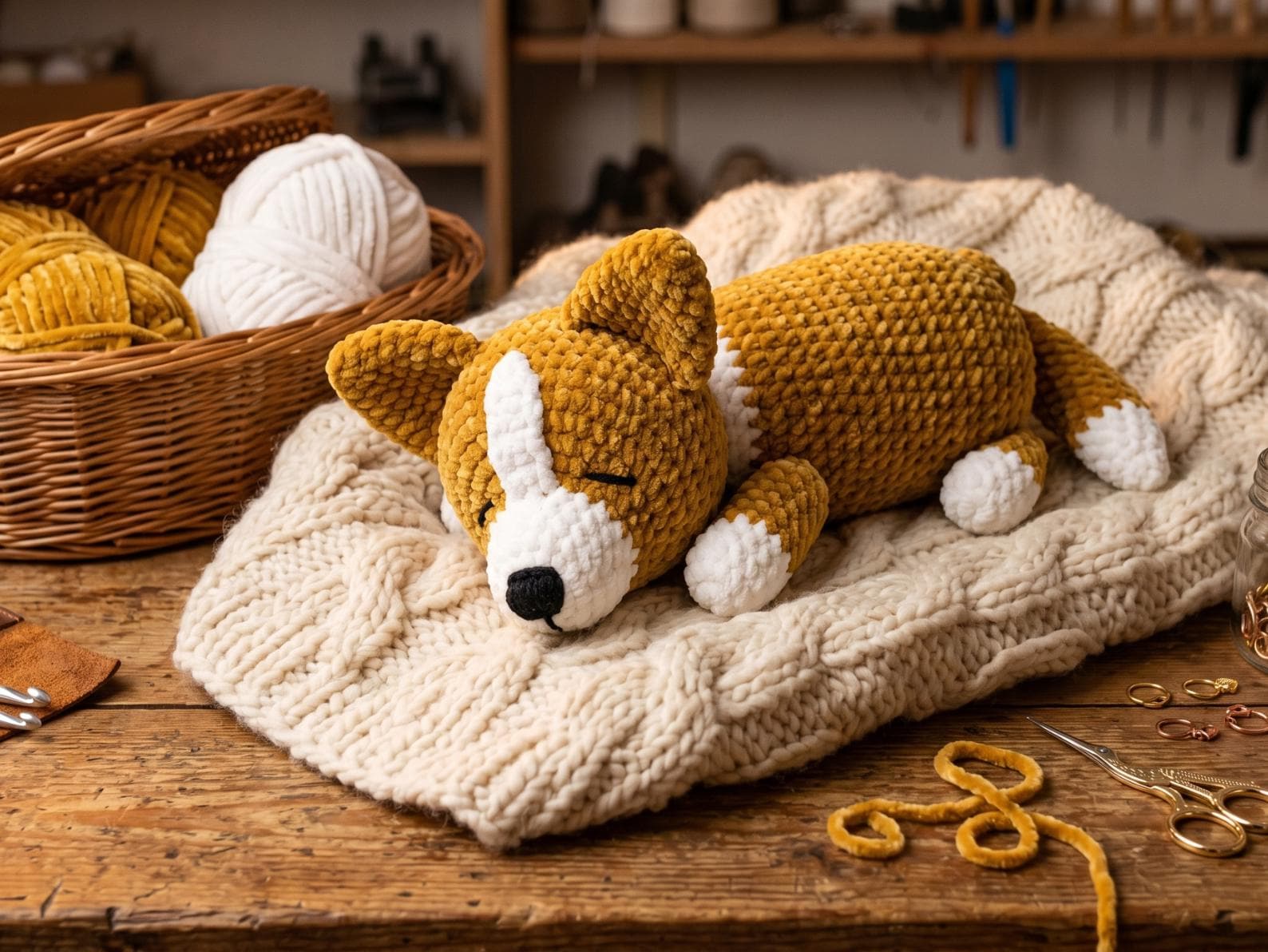 35 Corgi Crochet Patterns for Amigurumi, Pillows, Keychains, and Dog-Lover Gifts 24 Crochet Pattern/Sleeping Corgi Puppy Crochet