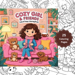 Cozy Girl Coloring Book: Cottagecore Fashion & Fluffy Friends (Digital Download)