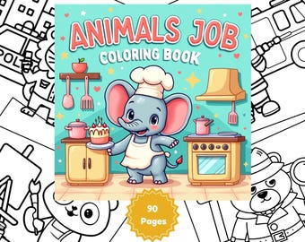 Libro para colorear de profesiones animales: 90 páginas de dibujos animados (PDF imprimible)