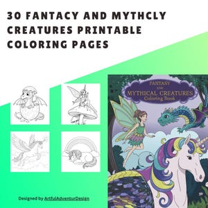 Fantasy Creatures Coloring Book: Dragons, Fairies, Unicorns (PDF)