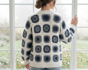 Crochet Pattern/Granny Square Cardigan Crochet Pattern – Patchwork Jacket – Sizes XS-5X
