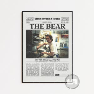 Poster di Bear, Jeremy Allen White, poster di serie TV, giornale retrò, arte murale in bianco e nero, arte retrò vintage, poster di programmi TV personalizzati