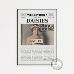 Poster Daisies, Vera Chytilová, poster di film retrò di giornale, arte murale in bianco e nero, stampa artistica retrò vintage