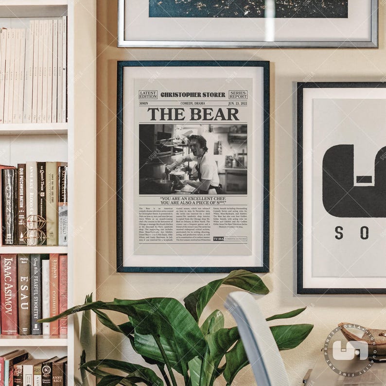 The Bear Poster, Jeremy Allen White, TV Series Poster, Retro Newspaper, Black White Wall Art, Vintage Retro Art, Custom Tv Show Poster image 4