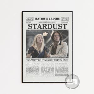 Stardust Poster, Matthew Vaughn, Movie Poster, Retro Newspaper, Black White Wall Art, Vintage Retro Art Print, Custom Movie Poster