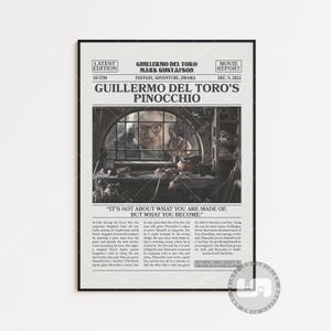 Guillermo del Toros Pinocchio Poster, Retro Zeitung Film Poster, Schwarz Weiß Wand Kunst, Vintage Retro Kunstdruck