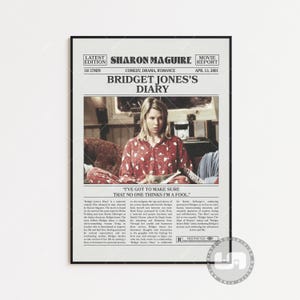 Il diario di Bridget Jones, Sharon Maguire, poster retrò del film di giornale, arte murale in bianco e nero, stampa artistica retrò vintage