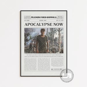 Apocalypse Now, Francis Ford Coppola, retro krantenfilmposter, zwartwitte muurkunst, vintage retrokunstdruk