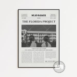 Poster del progetto Florida, Sean Baker, poster del film, giornale retrò, arte murale in bianco e nero, stampa artistica retrò vintage, poster del film personalizzato