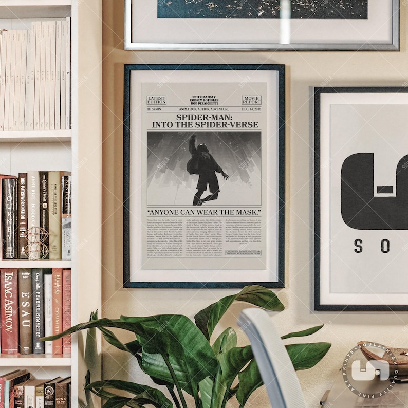 Spider-Man: Un nuovo universo Poster, Poster del film, Giornale retrò, Arte murale in bianco e nero, Stampa artistica retrò vintage, Film personalizzato immagine 4